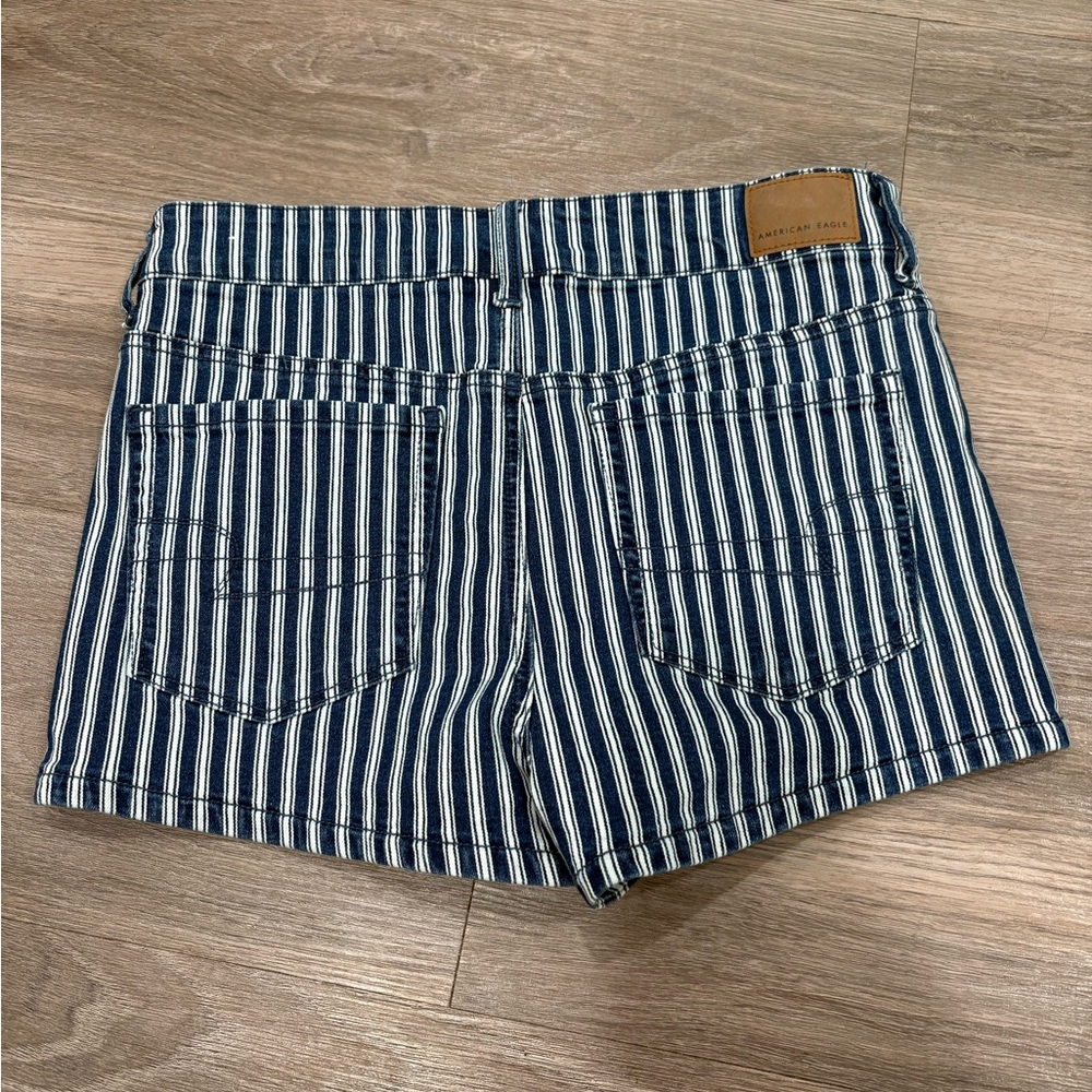 American Eagle Outfitters Navy Striped Jean Shorts - Picture 4 of 4